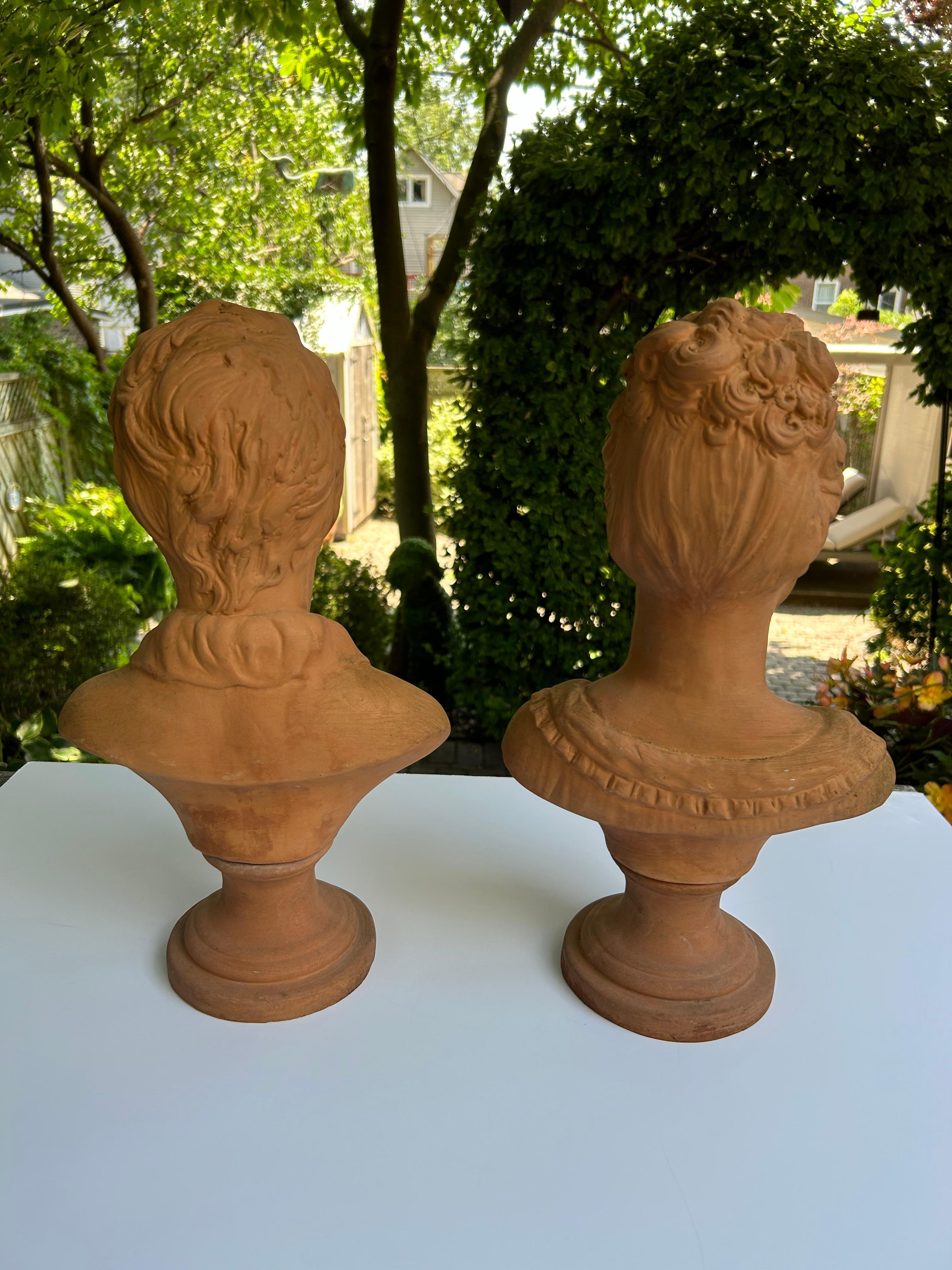 Pair Of Terracotta Busts of Boy and Girl For Sale 1