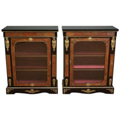 Pair of Decorative Victorian Boulle Glazed Pier Cabinets