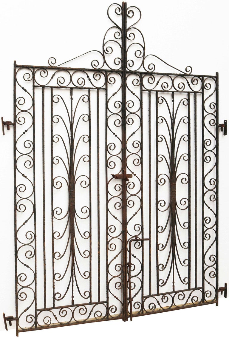 Pair of Decorative Wrought Iron Gates For Sale at 1stDibs