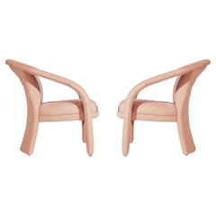 Vintage Pair of Decorator Mid Century Post Modern Armchair Lounge Chairs in Blush Pink