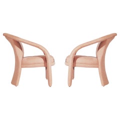 Pair of Decorator Mid Century Post Modern Armchair Lounge Chairs in Blush Pink