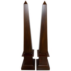 Pair of Decorator Tall Mahogany Finish Obelisks