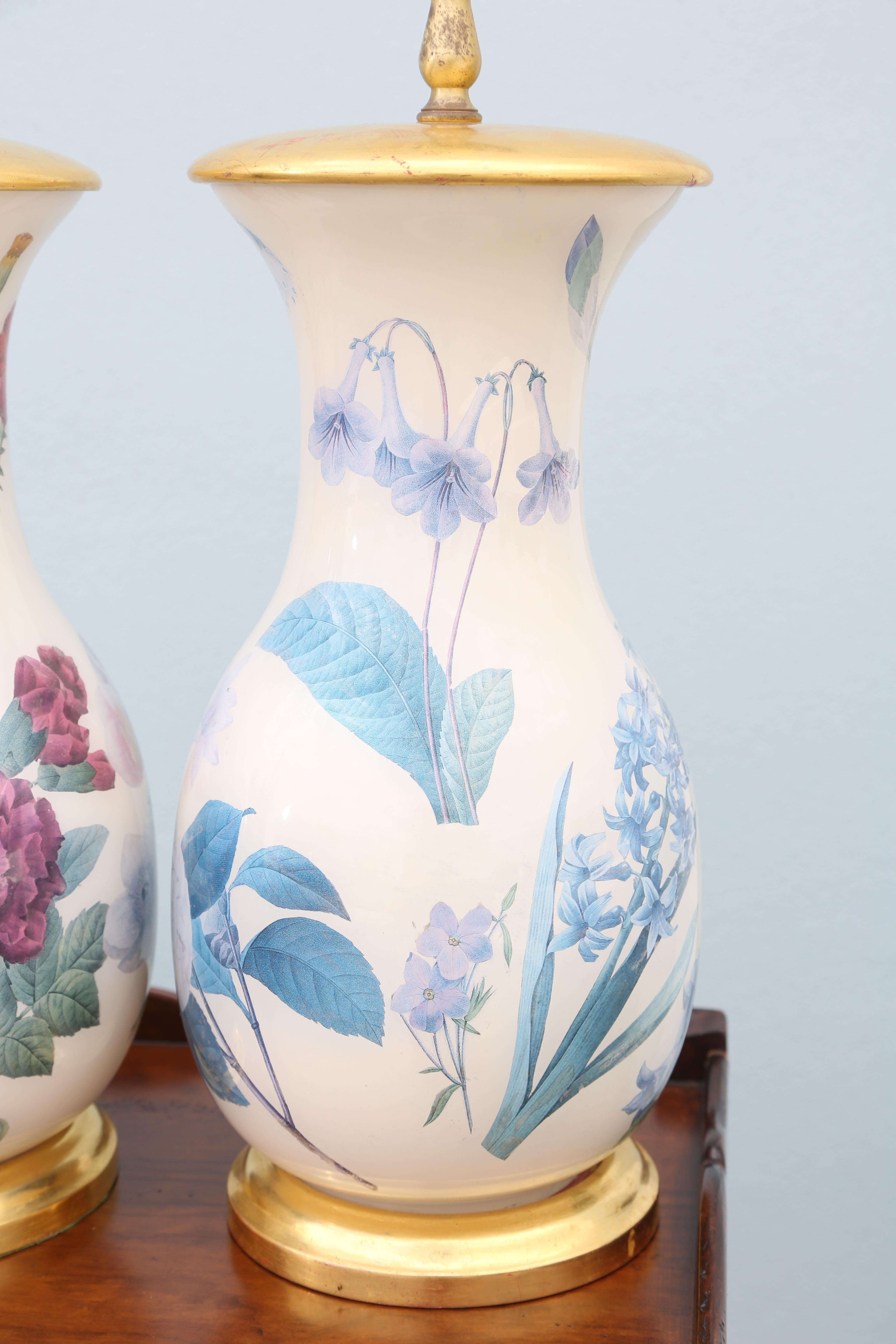 English Pair of Decoupage Lamps by Vaughan