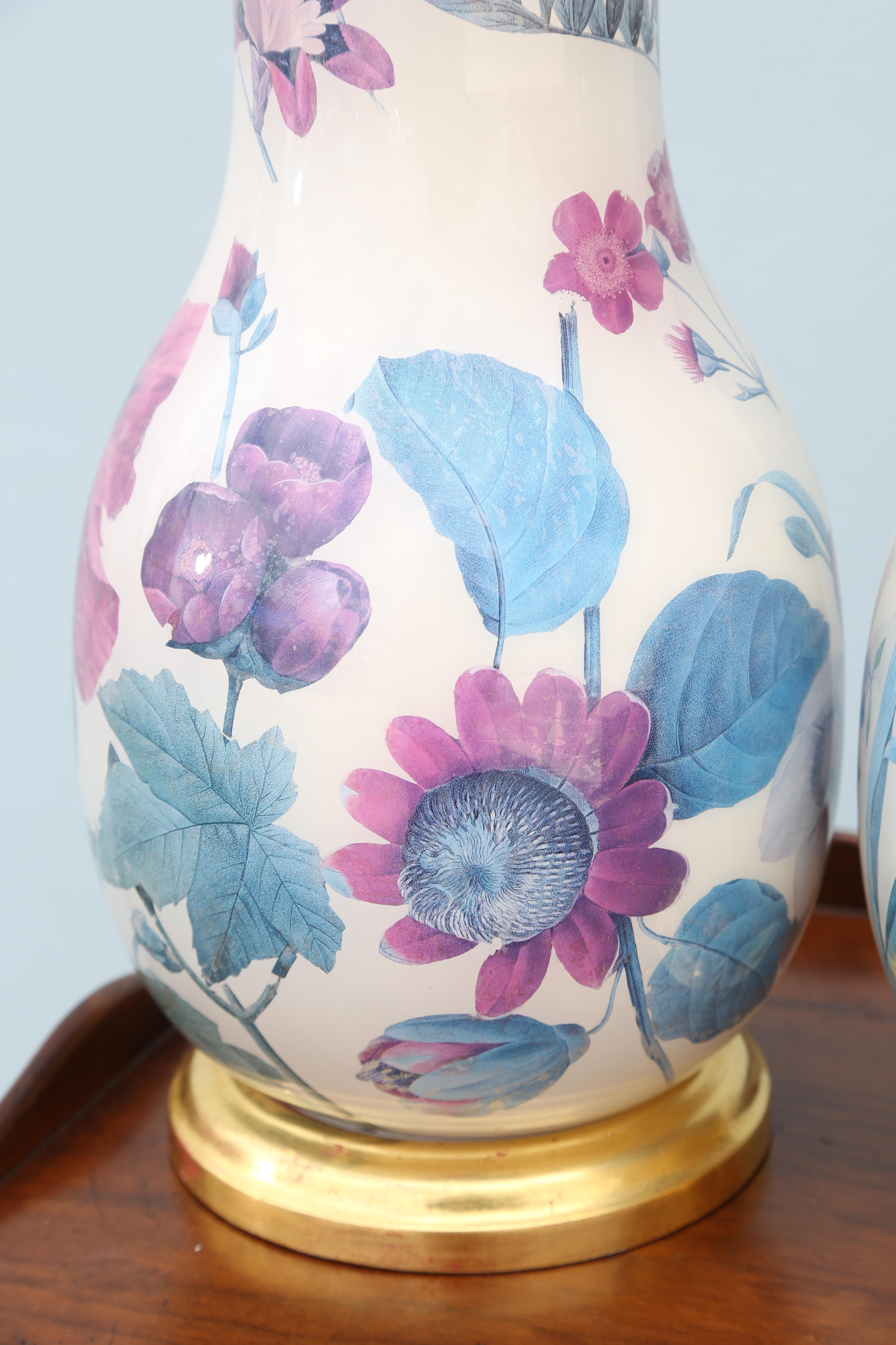 20th Century Pair of Decoupage Lamps by Vaughan