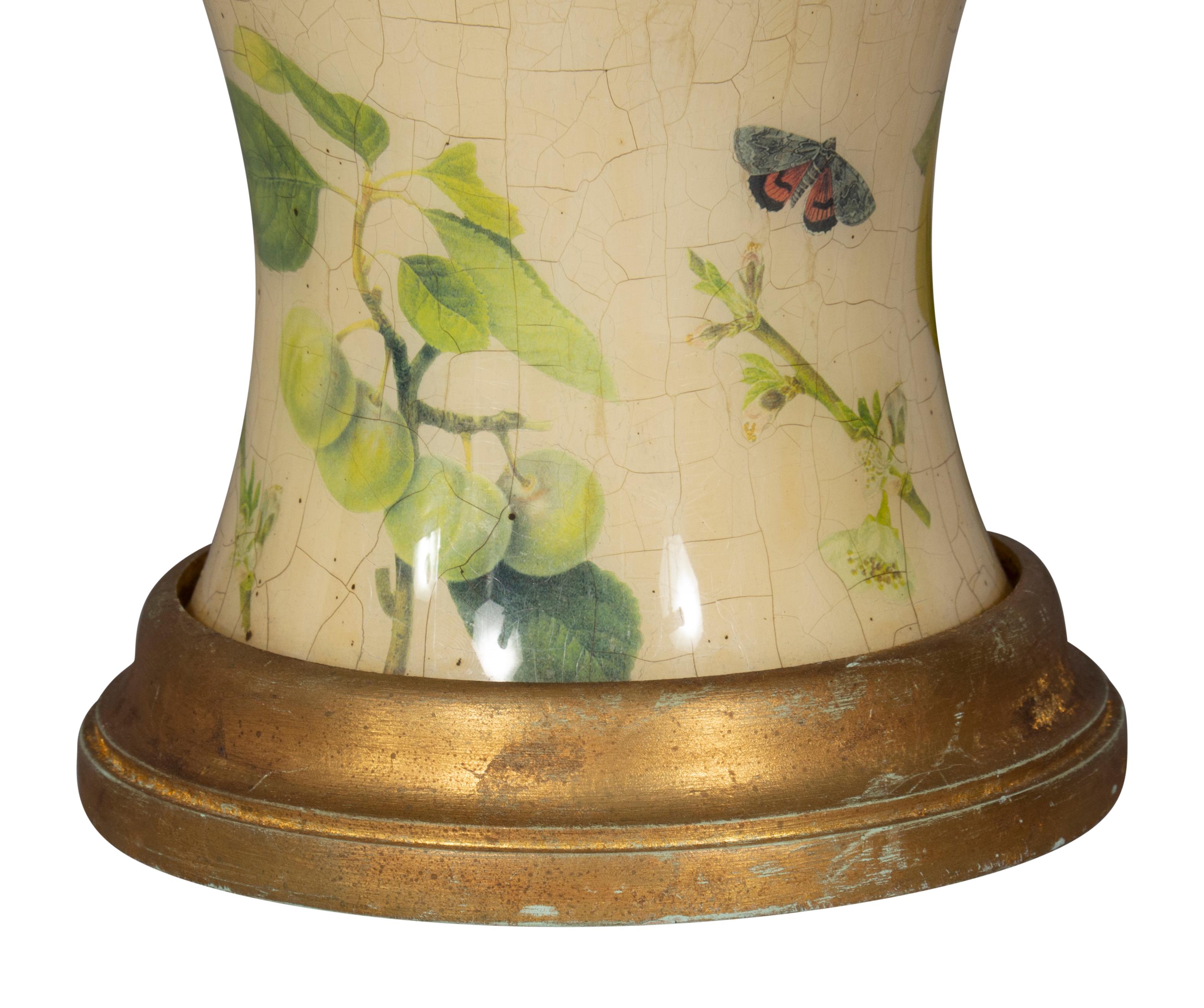 Painted Pair of Decoupage Table Lamps
