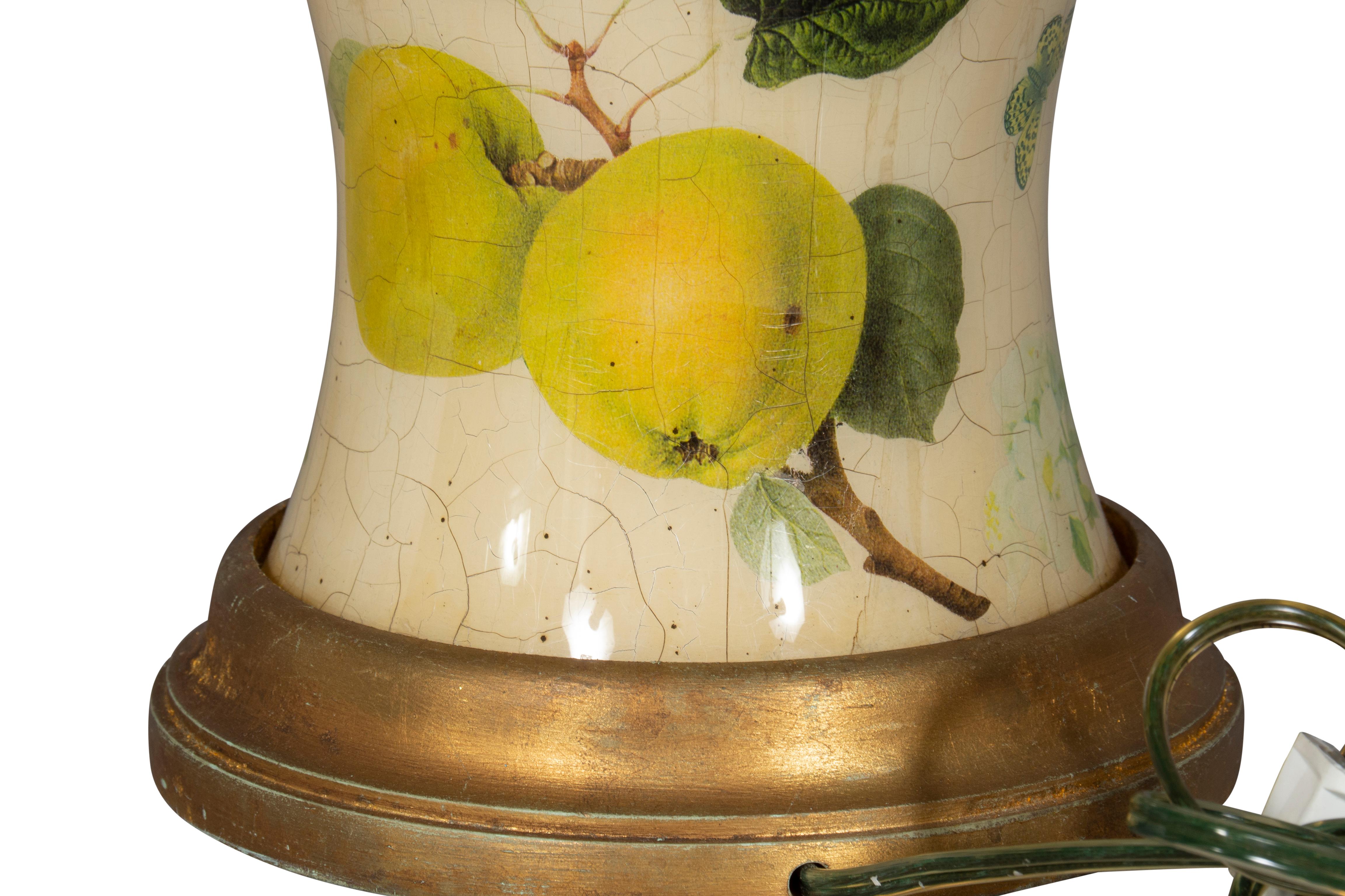 Glass Pair of Decoupage Table Lamps