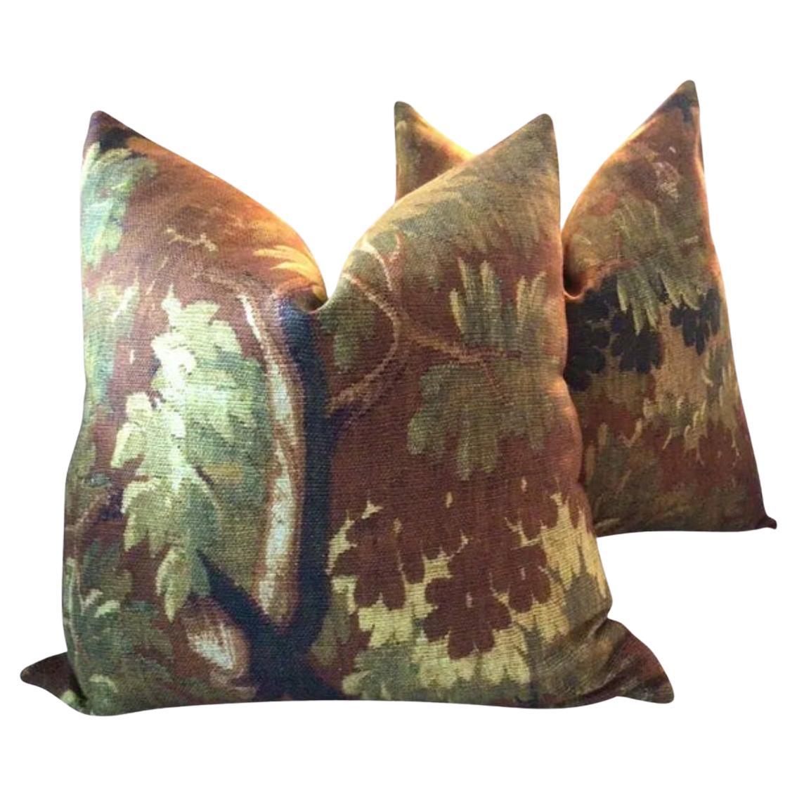 Coppia di cuscini Dedar Schwarzwald in Automne a due lati con imbottitura in piuma d
oca da 22 pollici