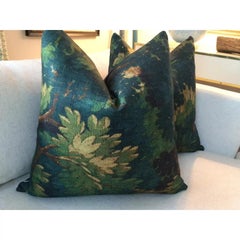 Pair of Dedar Schwarzwald in Verdure 22” Down Filled Pillows