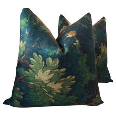 Coppia di cuscini Dedar Schwarzwald in Verdure con imbottitura in piuma da 22 pollici