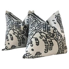 Coppia di cuscini Dedar Tiger Mountain in grafite da 22 pollici con imbottitura in piuma d
oca