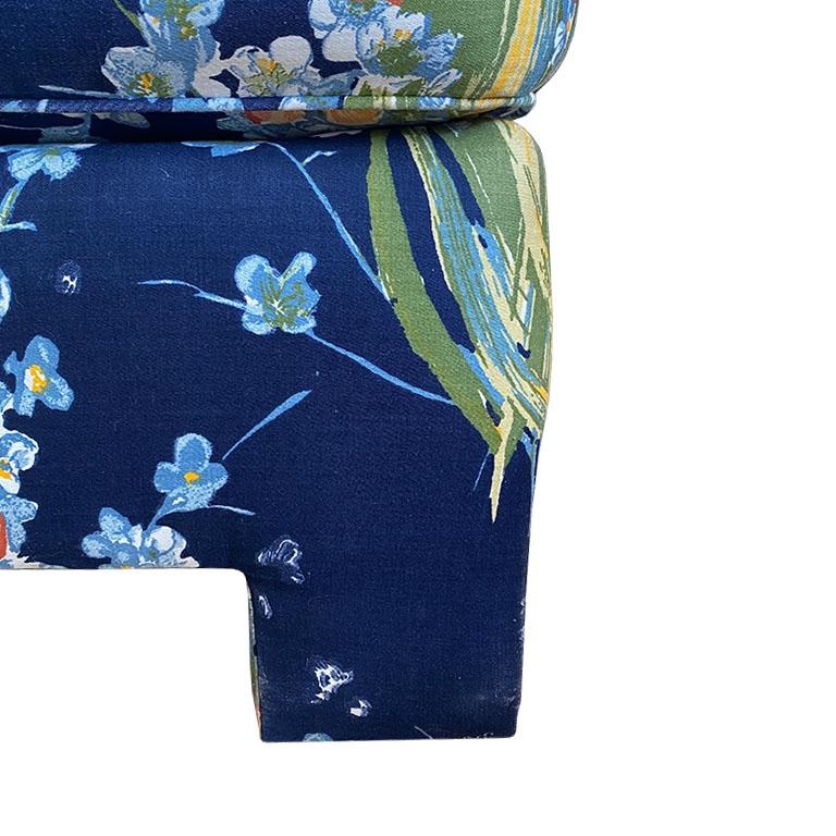 blue floral sofa