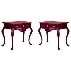 Pair of Deep Burgundy Baroque Styled Commode, 19th Century