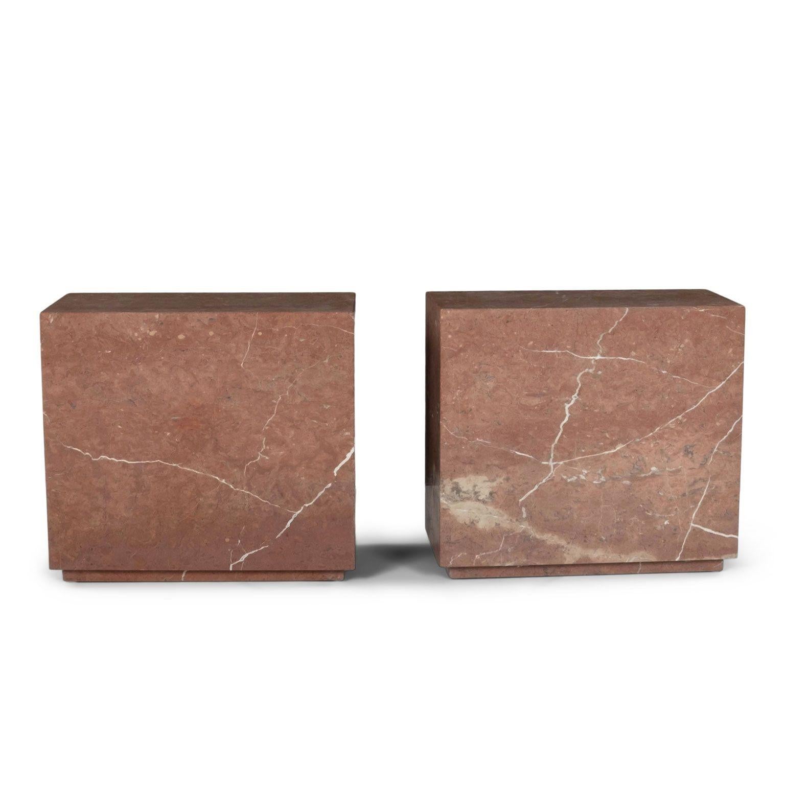 Pair of Deep Cube-Shape End Tables In Good Condition For Sale In Houston, TX