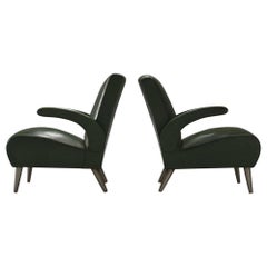 Pair of Deep Green Leatherette Lounge Chairs