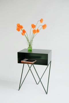 Pair of Deep Green Steel Robot Bedside Tables - Customizable