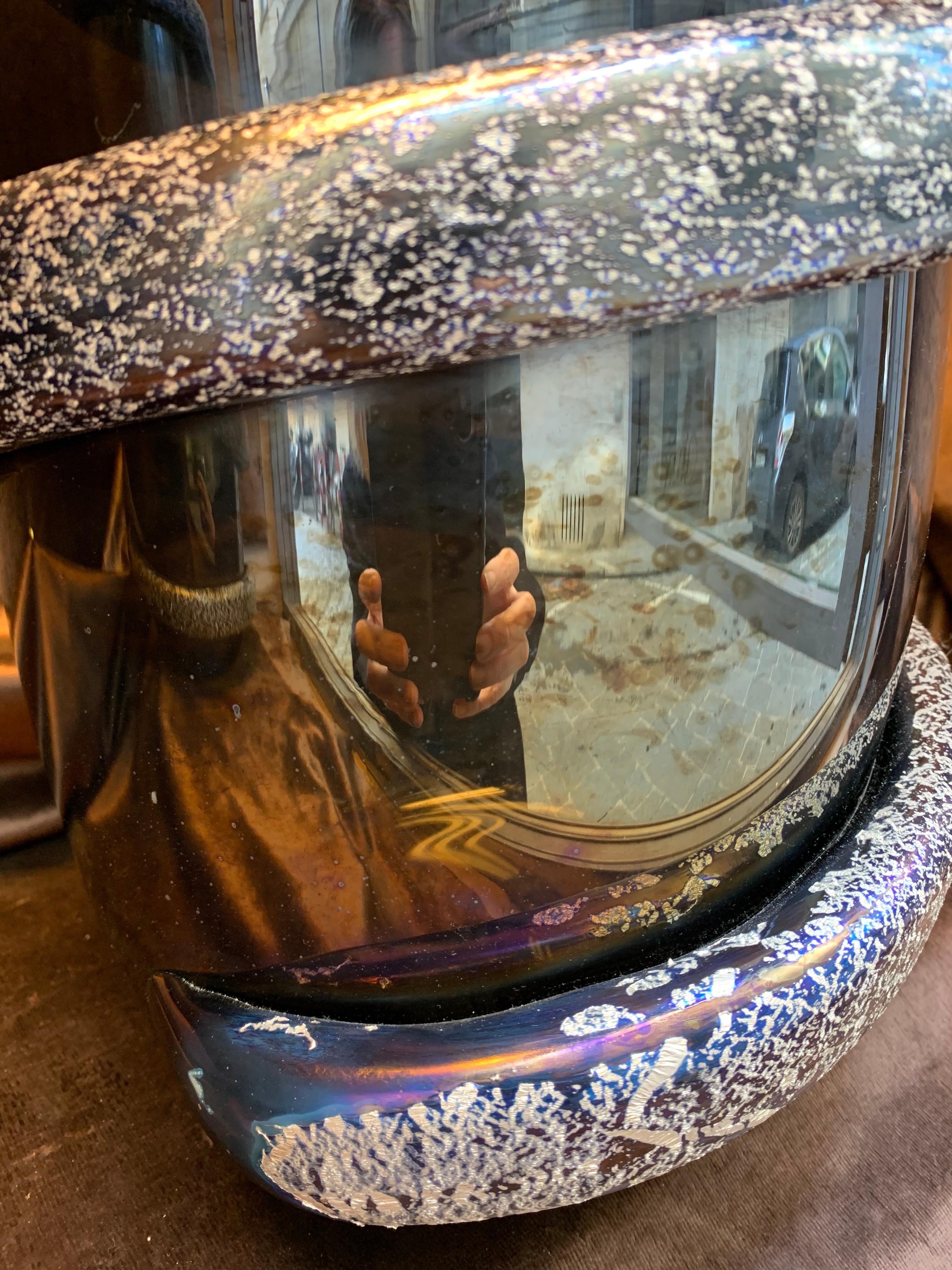 Coppia di vasi profondi in vetro di Murano soffiato a mano e iridescente firmati da Costantini anni '80 in vendita 7