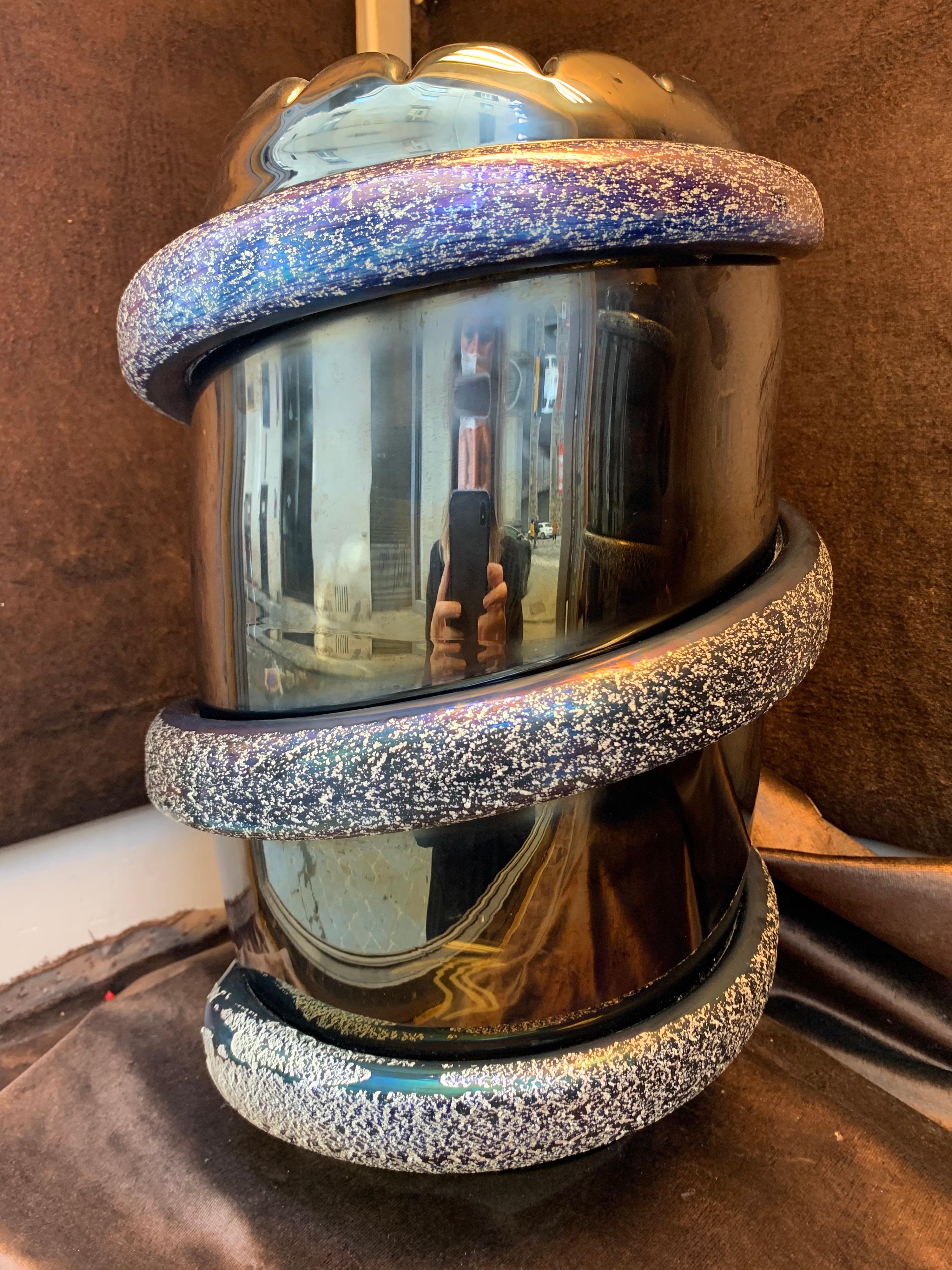 Fine XX secolo Coppia di vasi profondi in vetro di Murano soffiato a mano e iridescente firmati da Costantini anni '80 in vendita