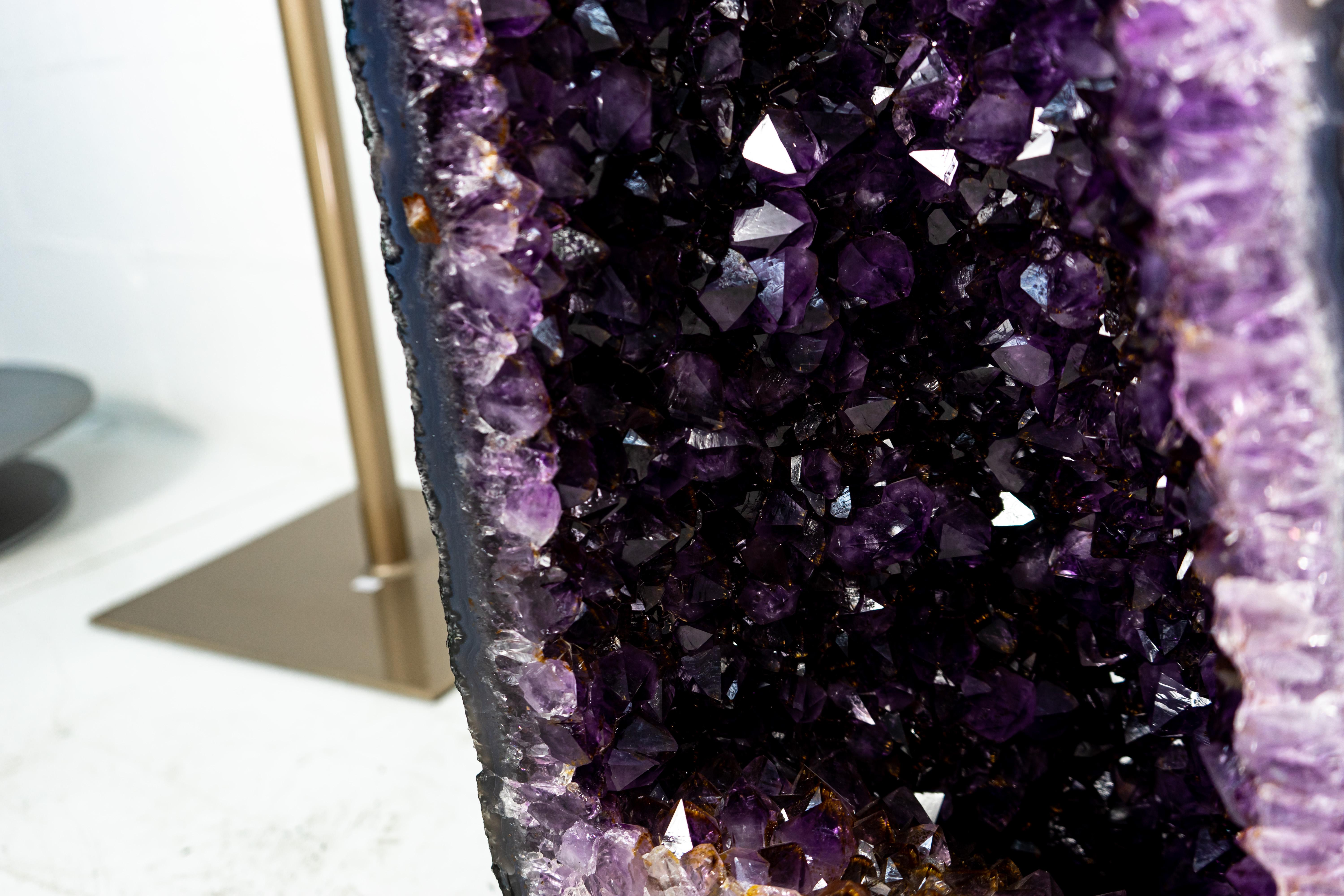 Pair of Deep Purple X-Tall and Archway Amethyst Cathedrals For Sale 4