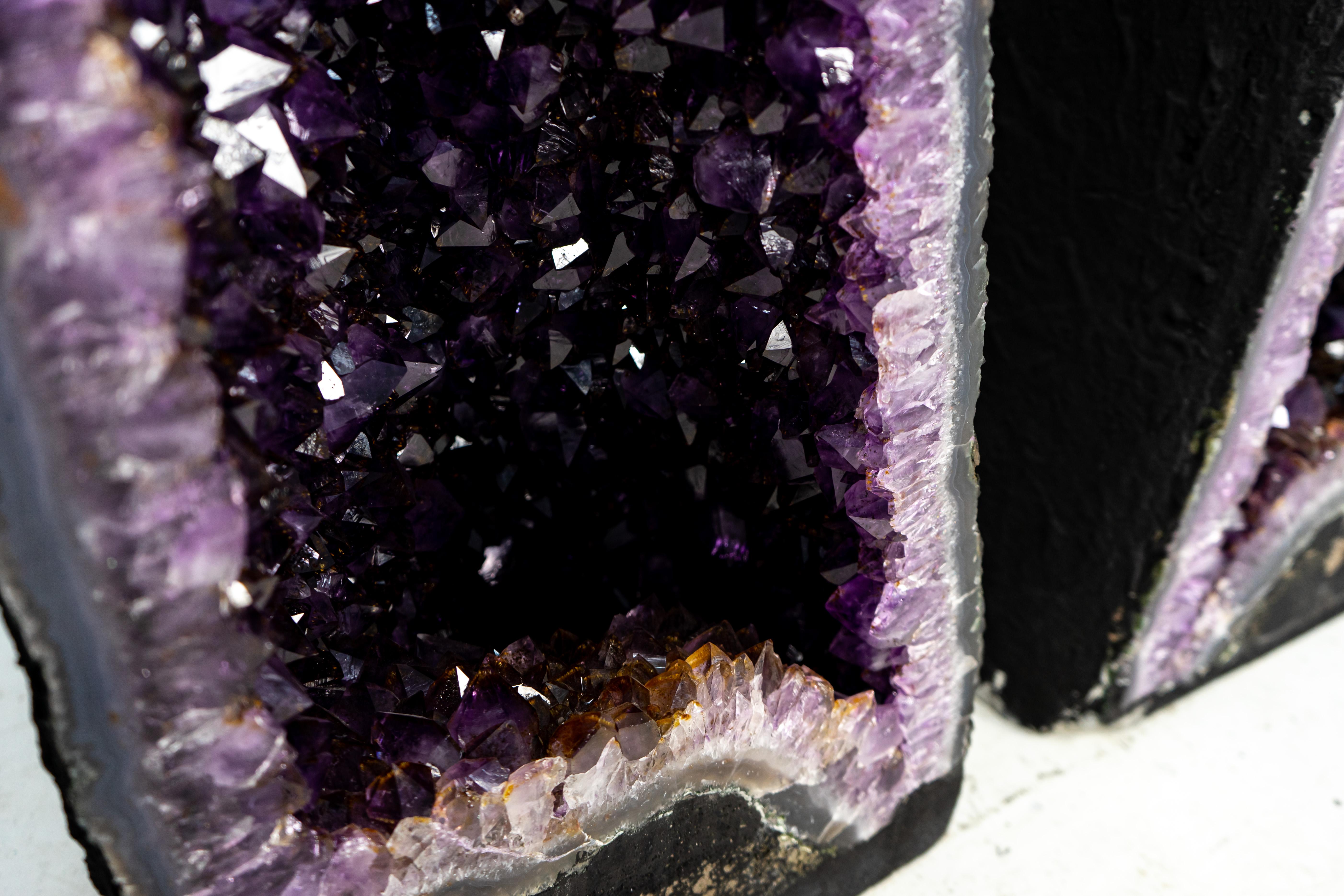 Pair of Deep Purple X-Tall and Archway Amethyst Cathedrals For Sale 5