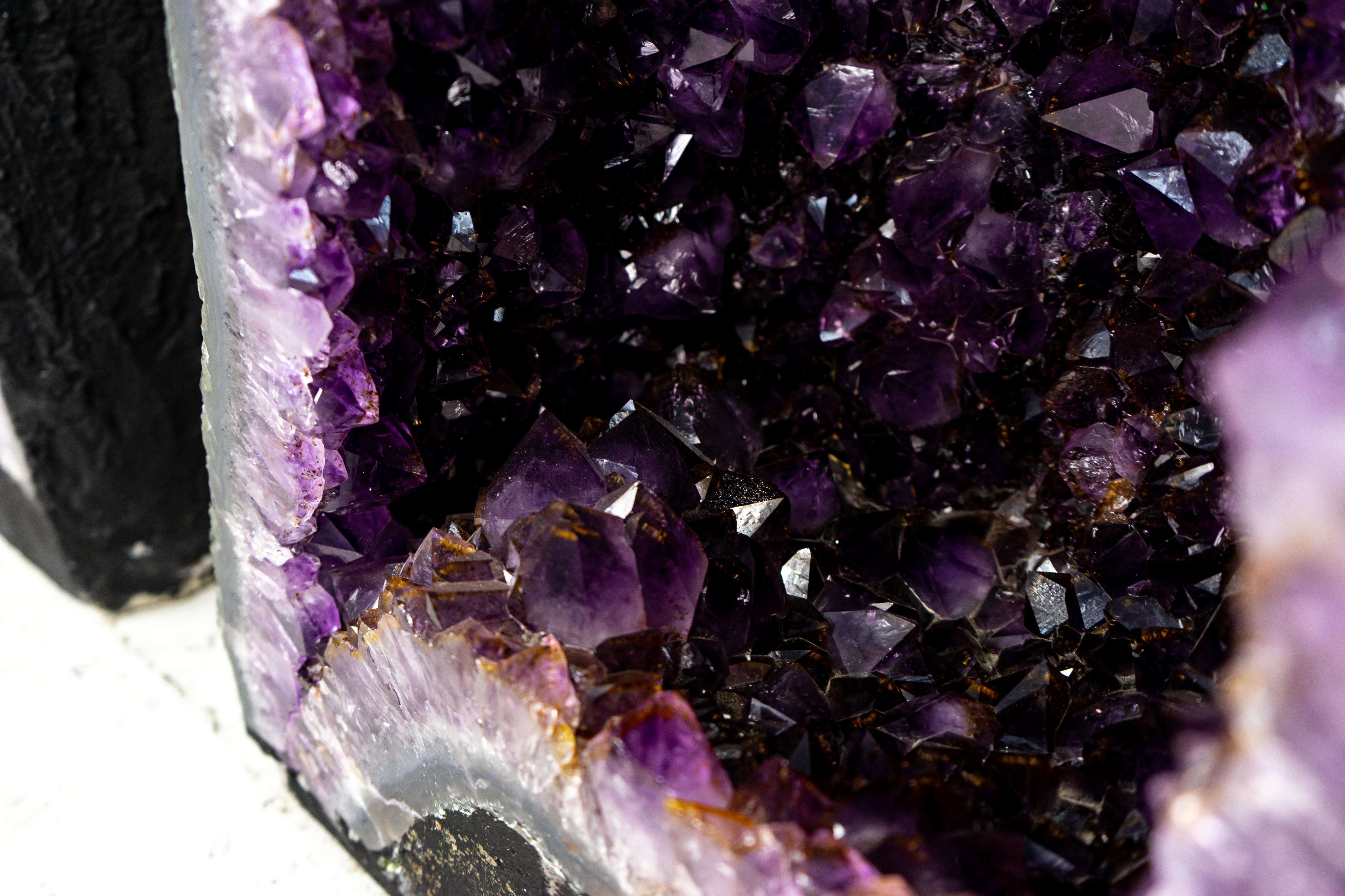 Pair of Deep Purple X-Tall and Archway Amethyst Cathedrals For Sale 6