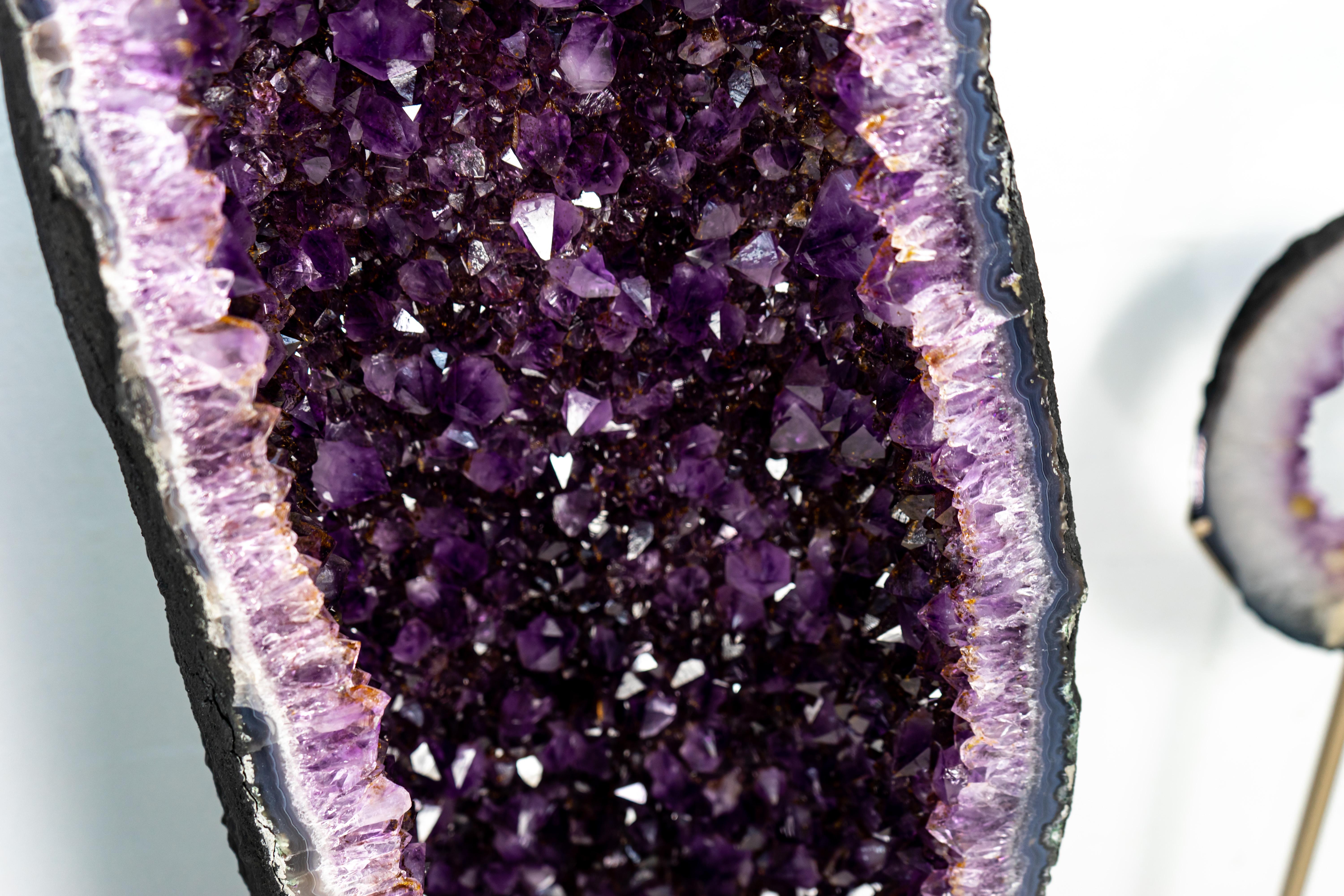 Pair of Deep Purple X-Tall and Archway Amethyst Cathedrals For Sale 7