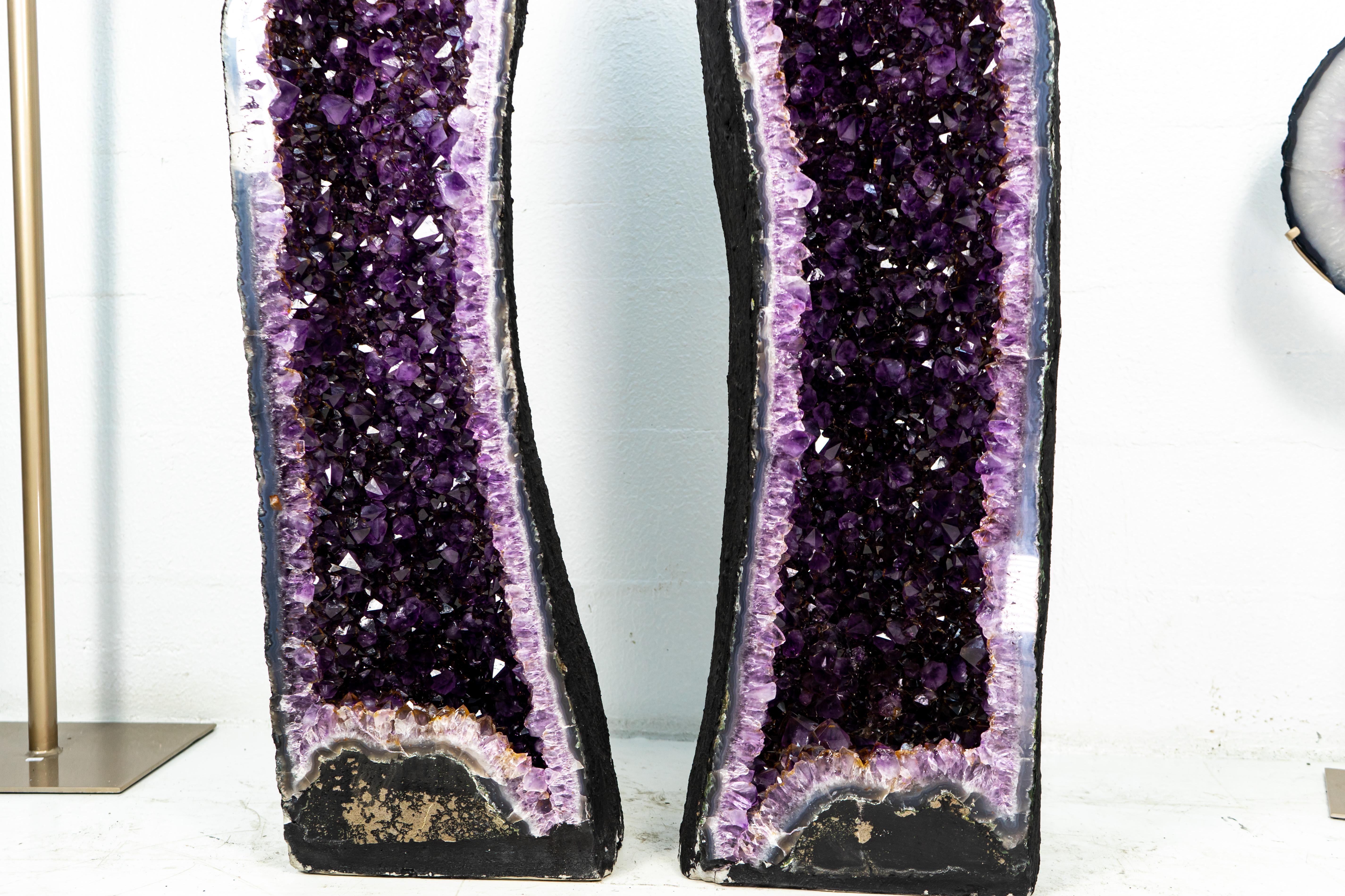 Pair of Deep Purple X-Tall and Archway Amethyst Cathedrals For Sale 8