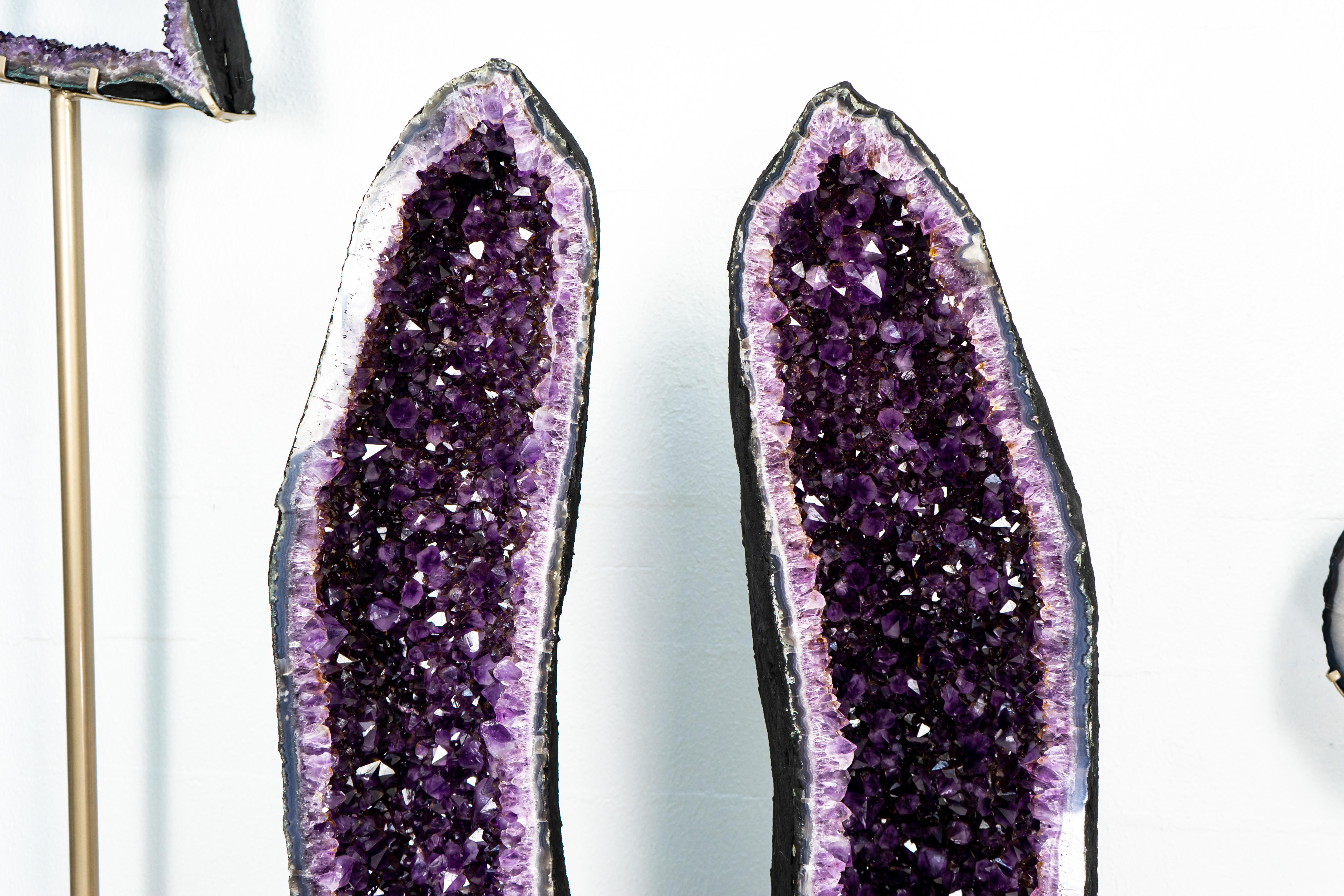Pair of Deep Purple X-Tall and Archway Amethyst Cathedrals For Sale 10