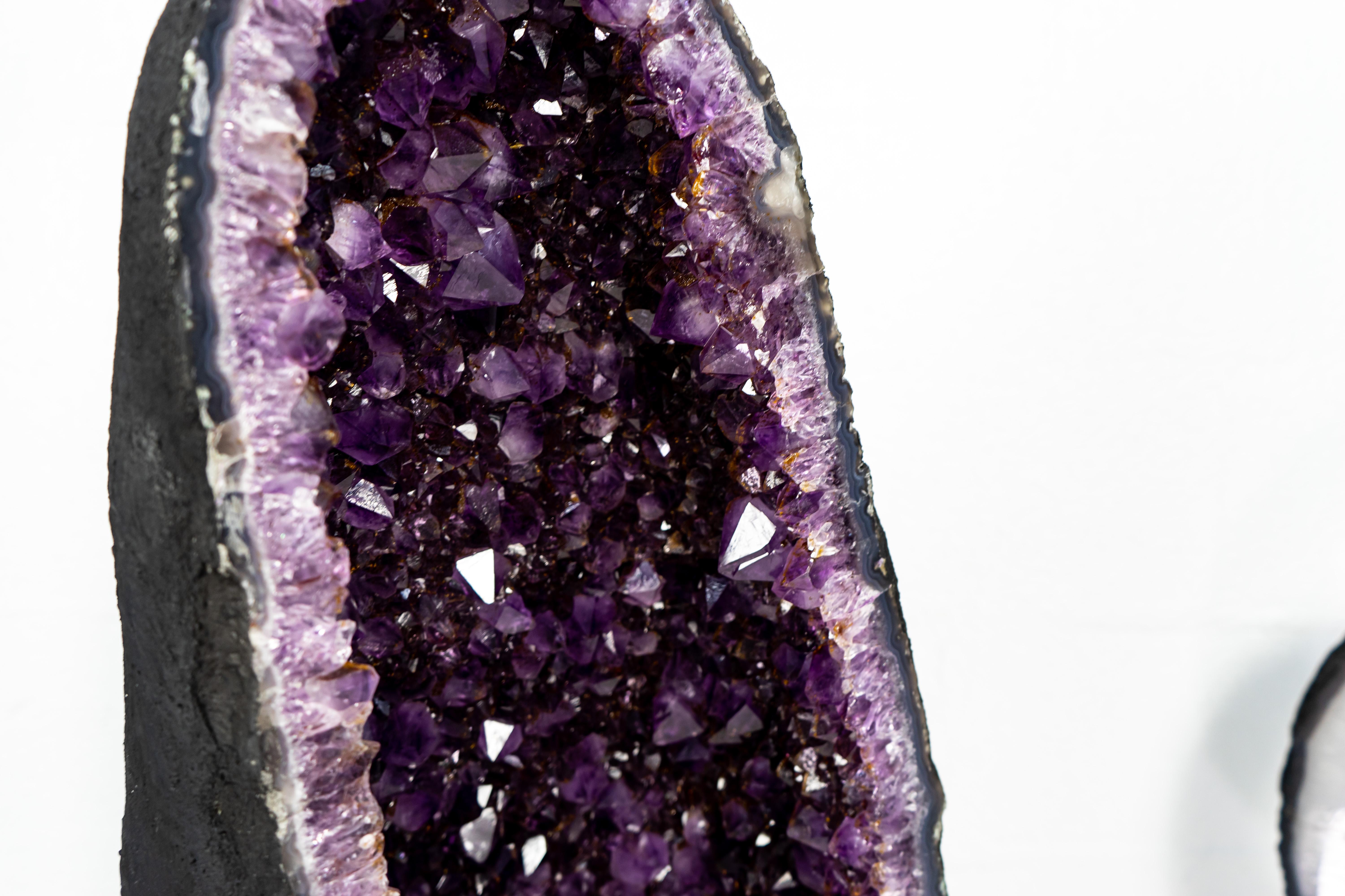 Pair of Deep Purple X-Tall and Archway Amethyst Cathedrals For Sale 1