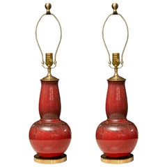 Deep Red Gourd Vases as Table Lamps