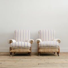 Coppia di poltrone da salotto di campagna con seduta profonda
