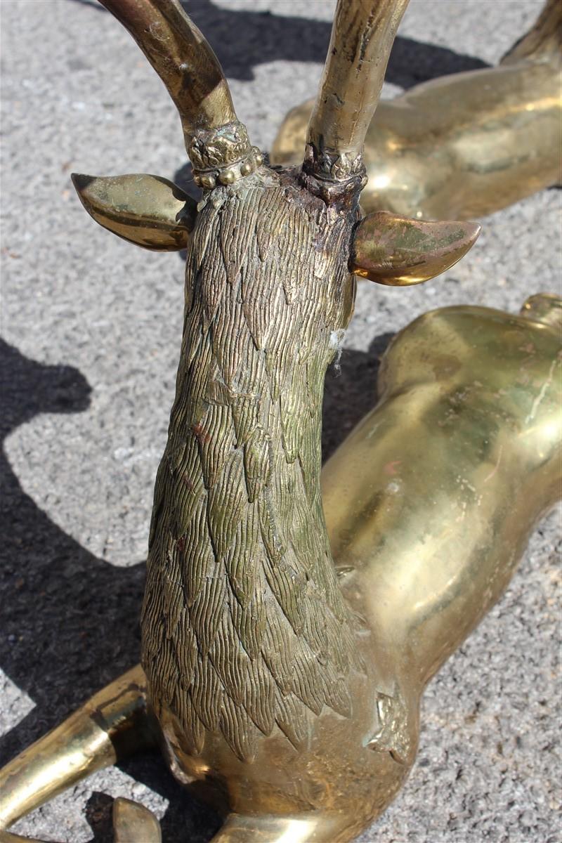 Pair of Deer Sculptures in Solid Midcentury Italian Design Brass Gold 3