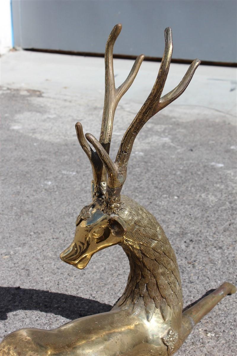 Pair of Deer Sculptures in Solid Midcentury Italian Design Brass Gold 4