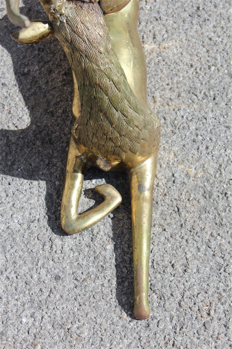 Pair of Deer Sculptures in Solid Midcentury Italian Design Brass Gold 7