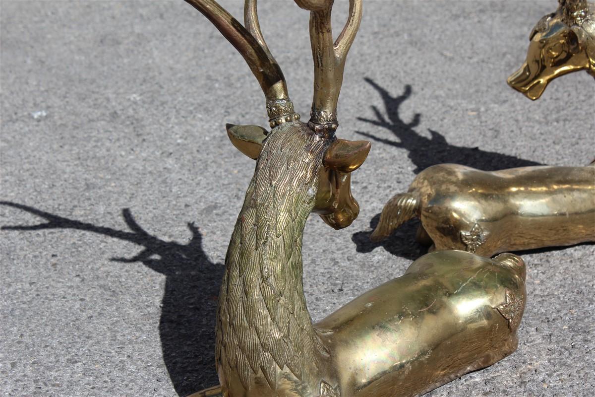 Pair of Deer Sculptures in Solid Midcentury Italian Design Brass Gold 2