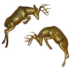 Pair of Deer Shaped Bronze Sconces