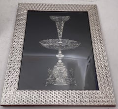 Pareja de marcos de fotos Del Conte de plata de ley estilo trama triangular con woo