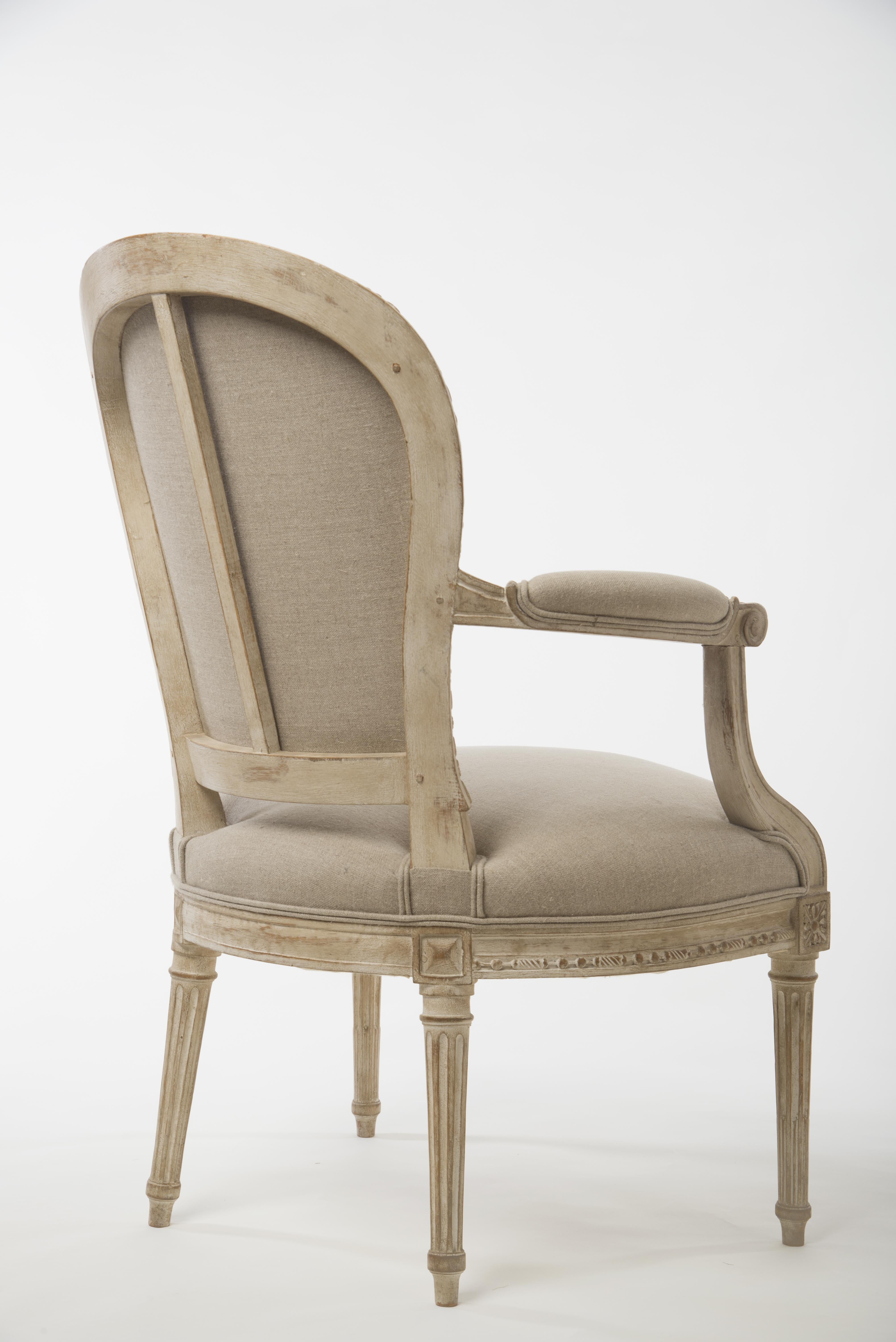 French Pair of Delaisement Cabriolet Armchairs in the Style of Louis XVI For Sale