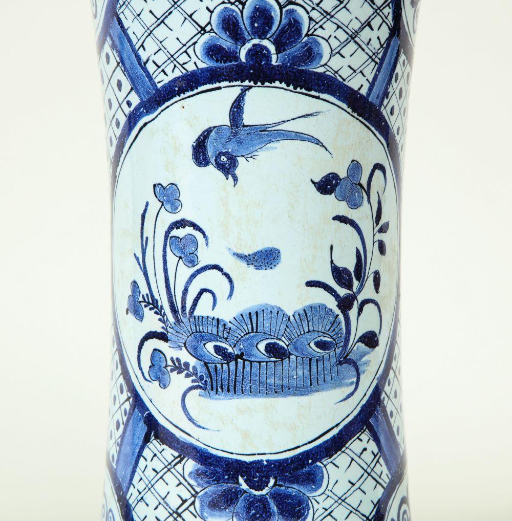 Dutch Pair of Delft Beaker Vases by the De Paauw Factory For Sale