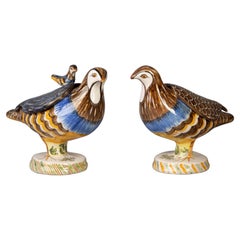 Paire de boîtes à oiseaux de Delft:: vers 1860