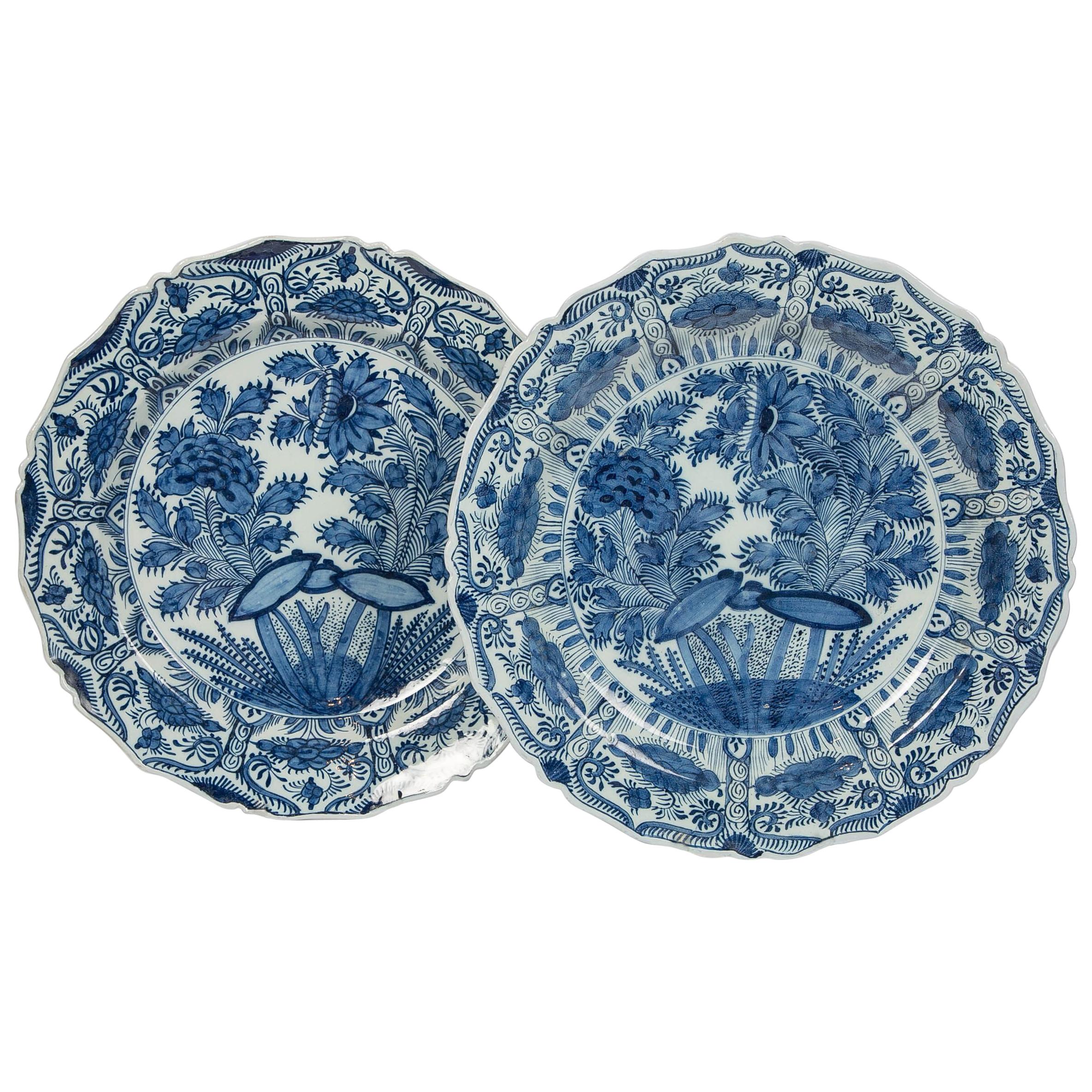 Pair of Delft Blue and White Chargers circa 1770 by De Porceleyn Bijl "The Axe"