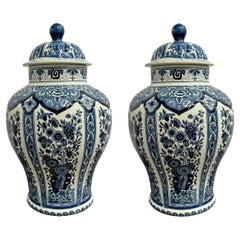 Pair of Delft Blue and White Ginger Jars