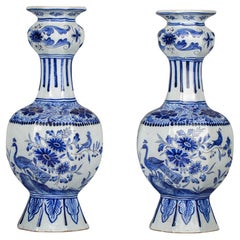 Pair of Delft Blue and White Vases, circa 1820