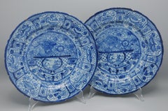 Pair of Delft blue 'Chinoiserie' chargers - 18th century