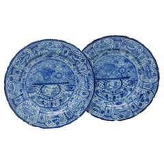 Paire de chandeliers "Chinoiserie" en bleu de Delft - 18e siècle