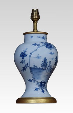 Pair of Delft Blue Porcelain Table Lamp