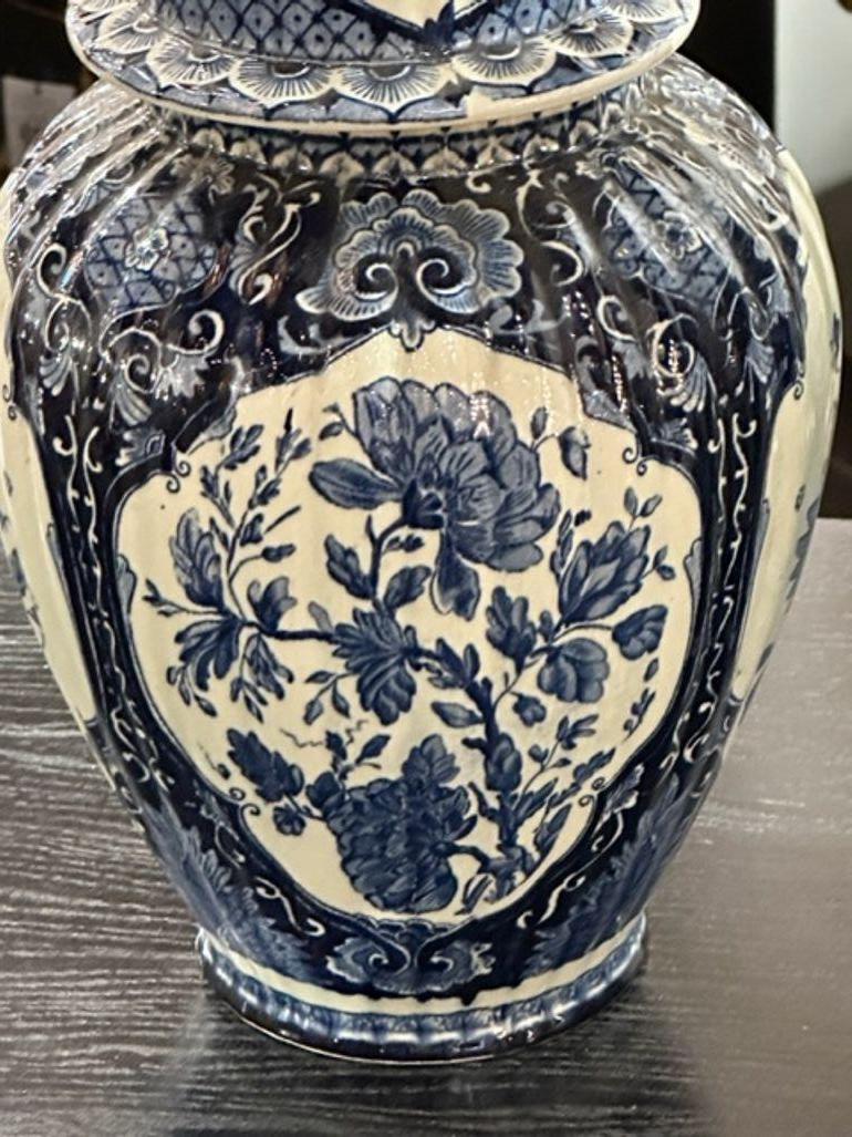 Ceramic Pair of Delft Covered Jars For Sale