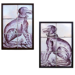 Pair of Delft Dog Tiles