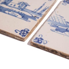 Pair of Delft faience tiles in cobalt blue, c. 1700's