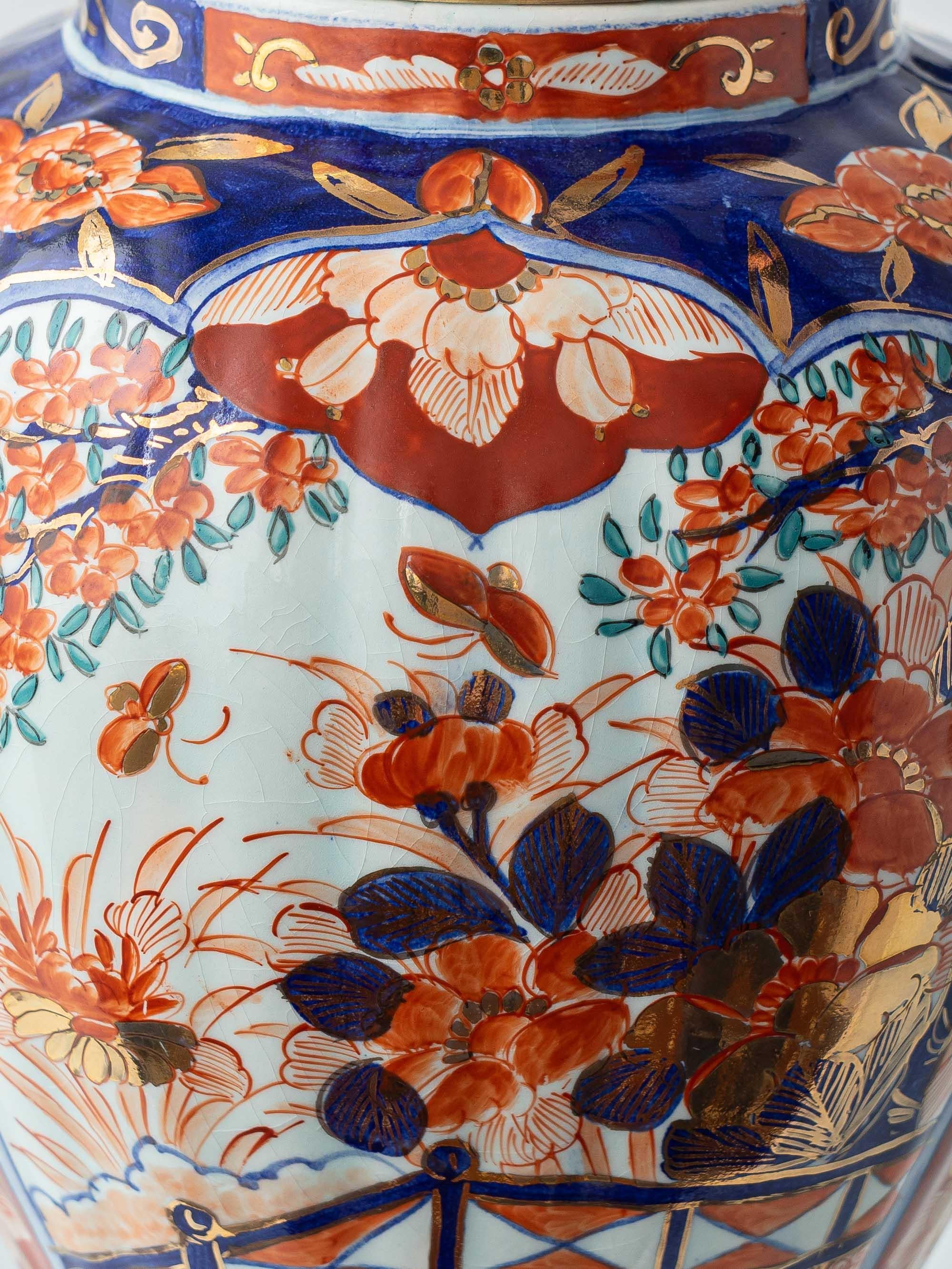Paire de lampes de table Delft Imari de Jaap Heinen avec abat-jour en impression de blocs japonais en vente 7