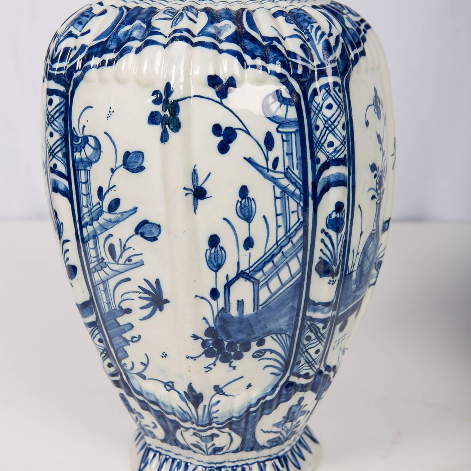 Pair of Delft Jars Blue and White, 18th Century 3